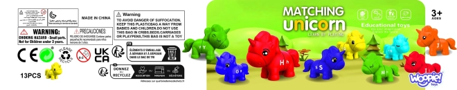 Woopie Montessori jednorožci - vzdělávací sada Dopasuj Literki