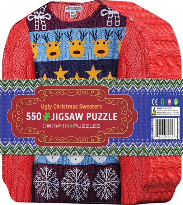 Vánoční svetry Puzzle v plechové krabičce 550 dílků