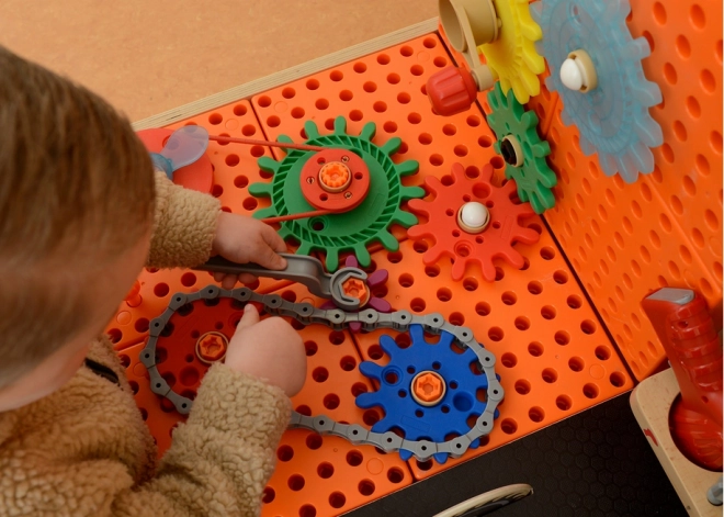 Dřevěný dílenský stůl XXL Montessori STEM s nástroji a příslušenstvím Masterkidz