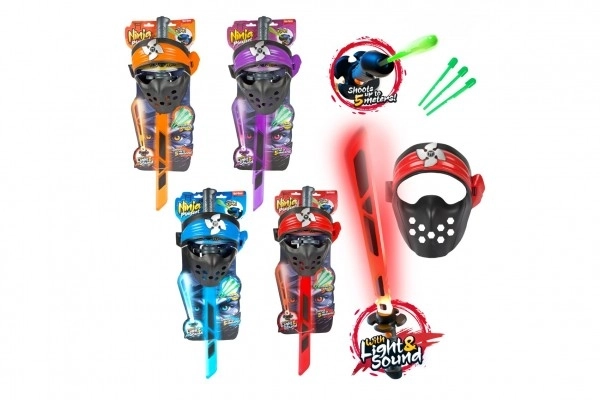 Ninja sada meč + maska + šipky se zvukem a světlem