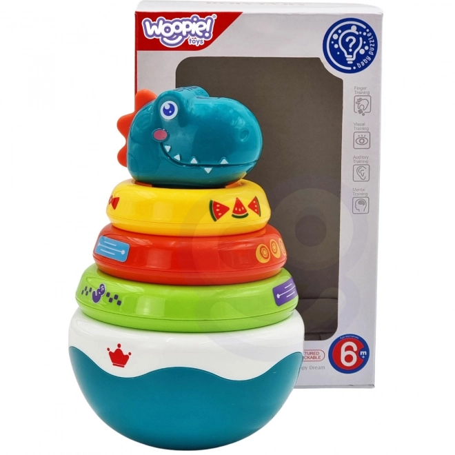 Woopie Dětská smyslová hračka Dino hromádka pro kojence