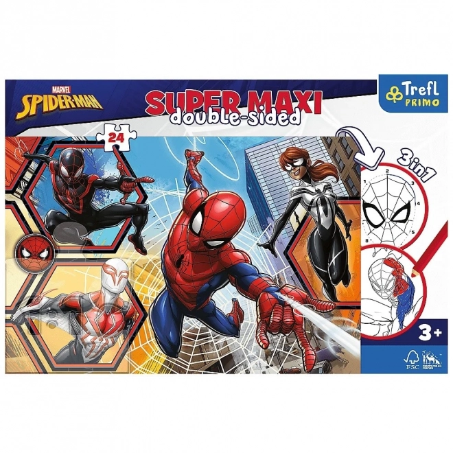 TREFL Oboustranné puzzle Spiderman jde do akce SUPER MAXI 24 dílků