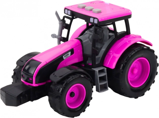 Růžový traktor na baterie se světly a zvuky