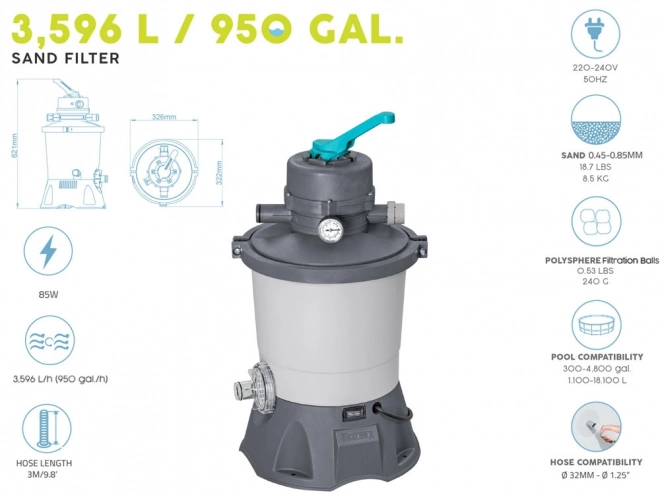 Písková filtrační pumpa Bestway 3596 l/h pro bazény