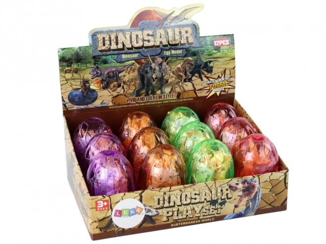 Otevírací dinosauří vajíčko s kostrou – 9 cm, 4 barvy