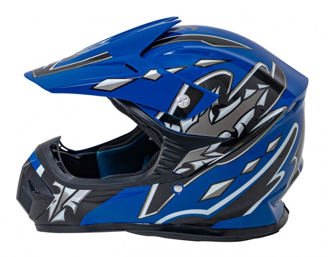 Modrý motocyklový helma Enduro