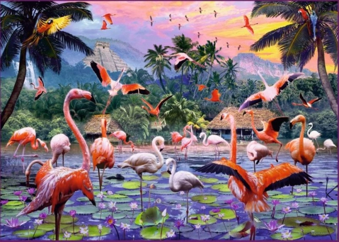 Růžoví plameňáci puzzle 1000 dílků