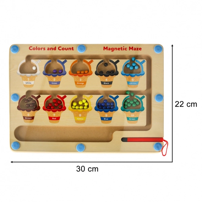 Magnetická vzdělávací tabule montessori třídění barevných kuliček zmrzlina 30 cm x 22 cm