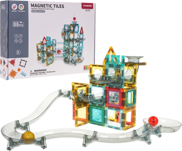 Magnetická stavebnice kuličková dráha 88 dílů