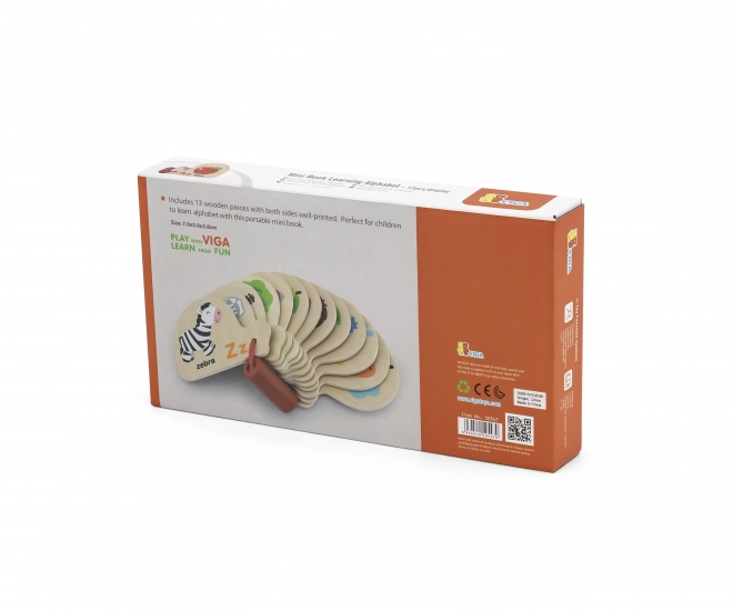 Dřevěná knížka pro výuku abecedy a angličtiny Montessori