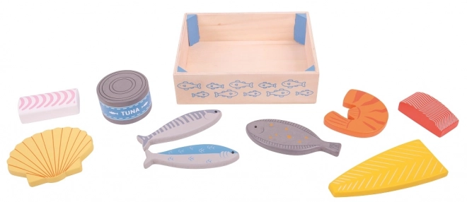 Dřevěné mořské plody v krabičce Bigjigs Toys
