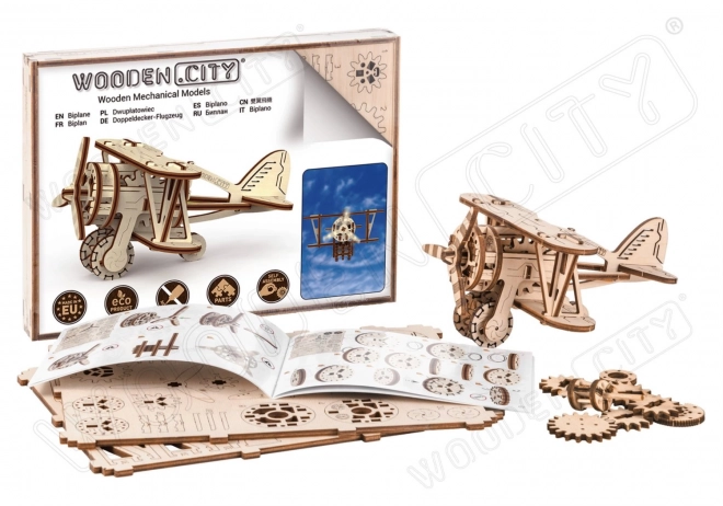 Dřevěné 3D puzzle dvouplošník