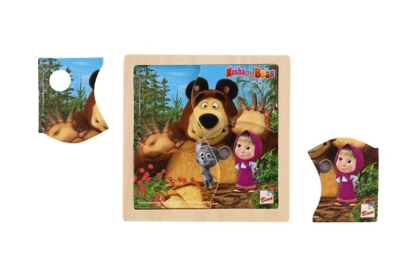 Dřevěné puzzle s myškou Máša a Medvěd 15cm