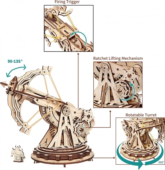 RoboTime 3D dřevěné mechanické puzzle Obléhací balista