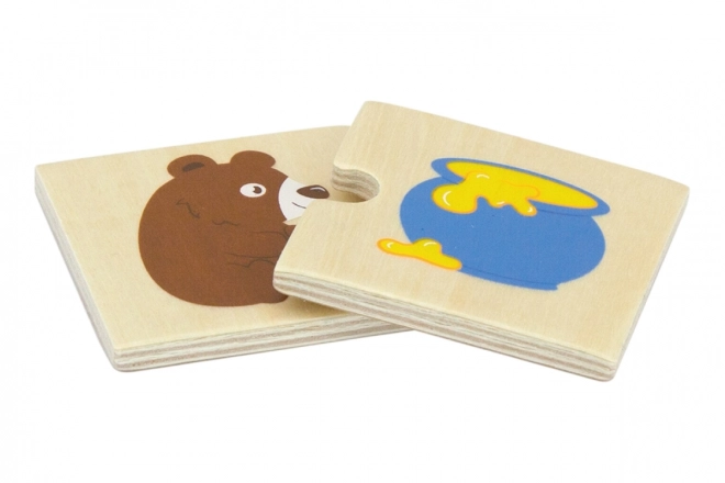 Dřevěné puzzle - krmení zvířátek
