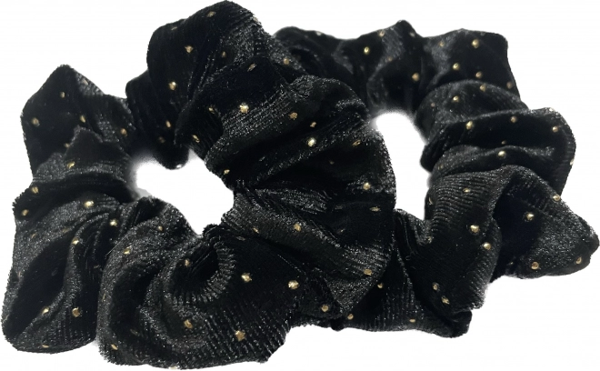 Sametové gumičky BLING s kamínky, černé - 2 ks