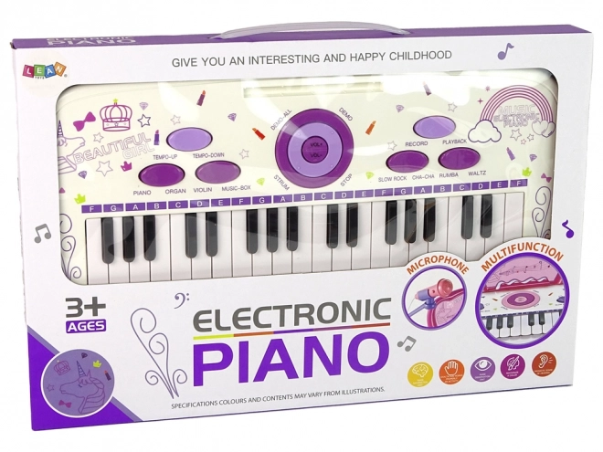 Elektrická klavírní klávesnice pro děti růžová USB MP3 poznámky
