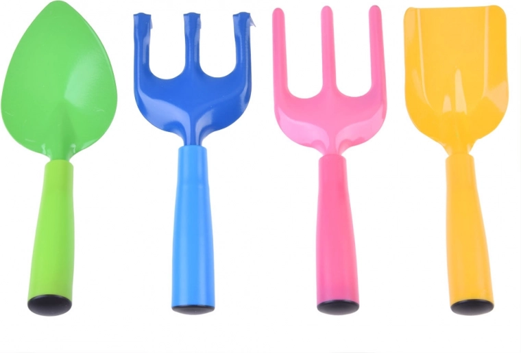 Barevné dětské nářadí pro kopání, kypření a přesazování