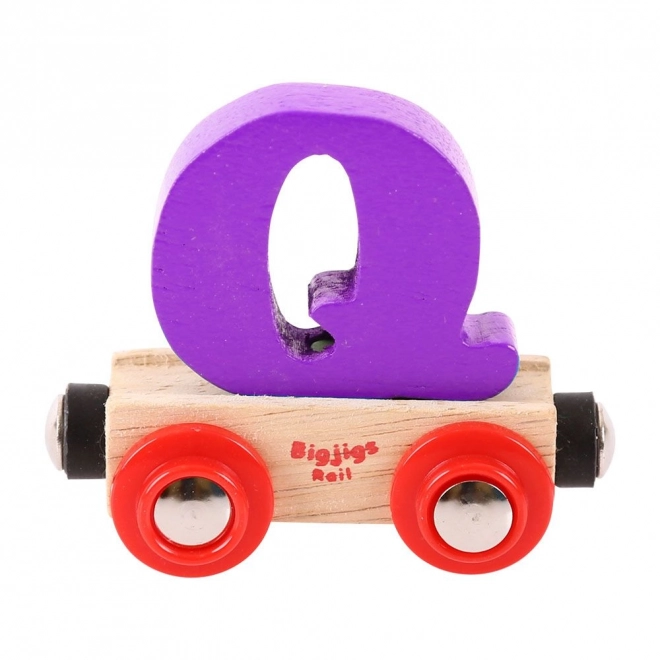 Dřevěný vagónek Bigjigs Rail s písmenem Q