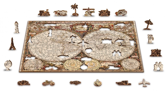 Dřevěné puzzle Antická mapa světa