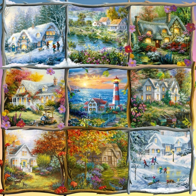 Alipson čtvercové puzzle Koláž čtyř ročních období 1000 dílků