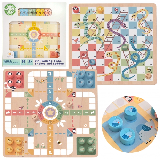 Woopie Green stolní hry Logické 2v1 Ludo Člověče, nezlob se + Zachraň zvířátka