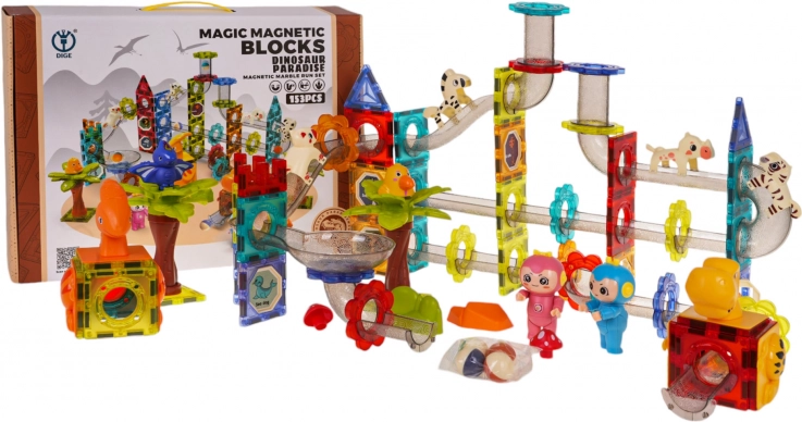 Magnetické stavebnice kuličková dráha ZOO – 153 dílů