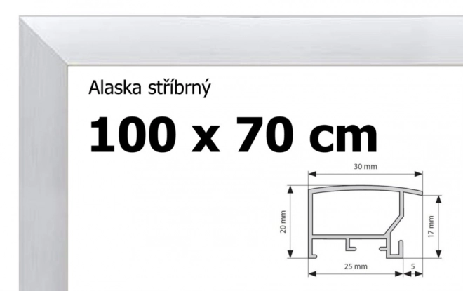 Hliníkový rám Alaska na puzzle 100x70 cm - stříbrný