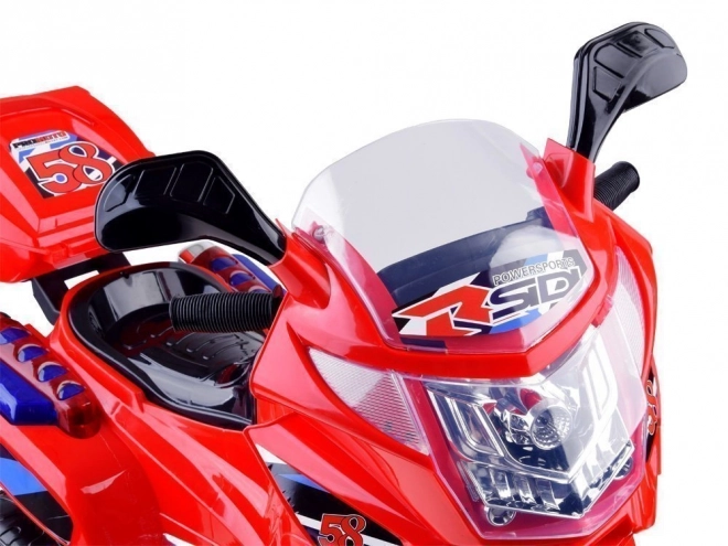 Dětský sportovní motocykl s barevným LED osvětlením – Červená