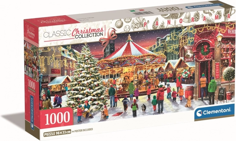 Clementoni panoramatické puzzle Vánoční vesnička 1000 dílků