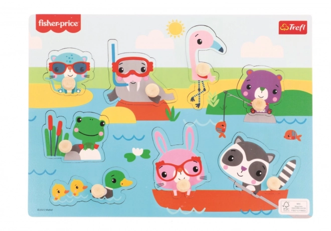 Dřevěná vkládačka Fisher-Price Zvířátka u vody