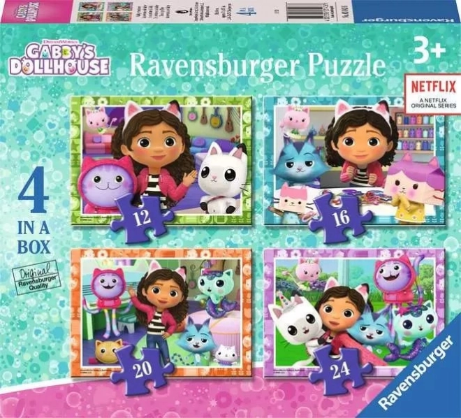 Puzzle 4v1 Kocourův Dům Gabby 12/16/20/24 dílků