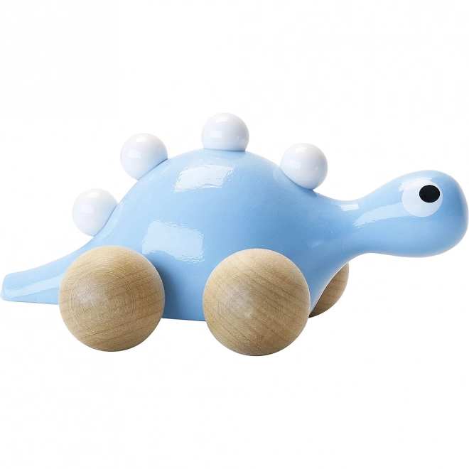 Dřevěný dinosaurus na kolečkách Modrý