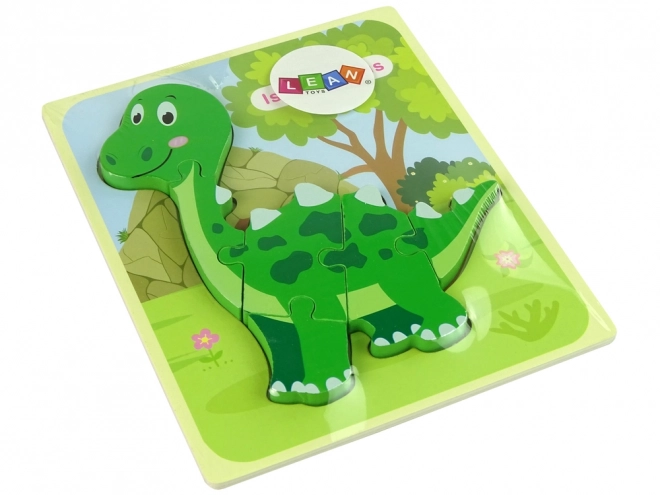 Dřevěné puzzle Dinosaurus Isanosaurus Tyranosaurus Zelený