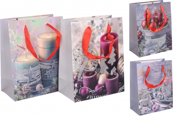 Vánoční dárková taška S 18 × 23 × 10 cm – papírová, s pevnými uchy