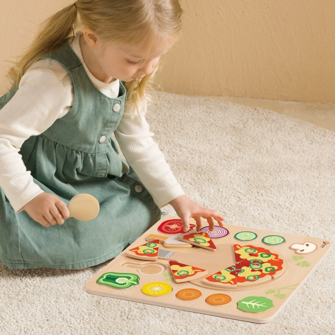 CLASSIC WORLD Dřevěná pizza na krájení, puzzle 22 dílů