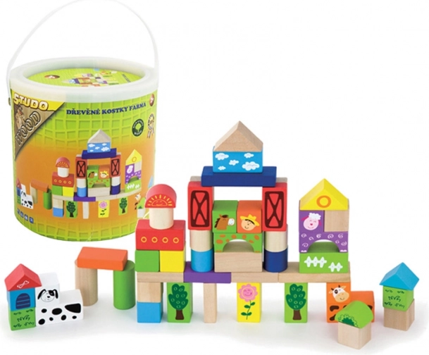 Dřevěné kostky Farma 50 ks