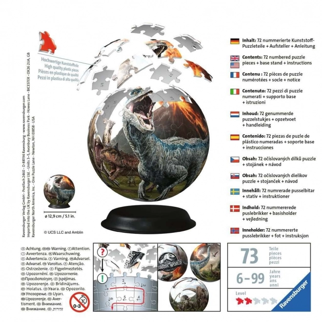 Ravensburger 3D puzzleball Jurský svět 72 dílků