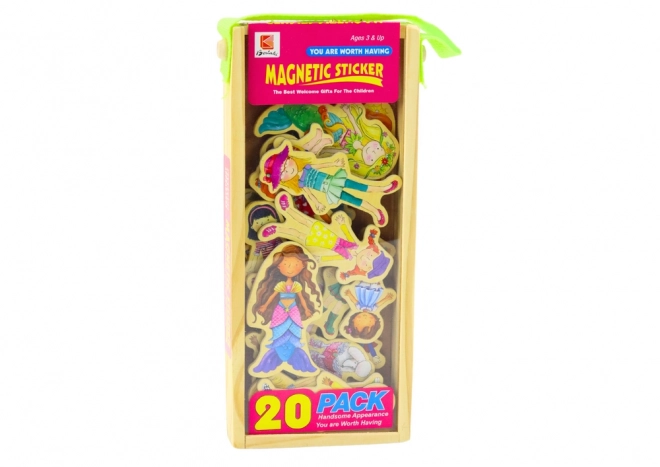 Dřevěné magnetické figurky v barevných kostýmech, 20 ks