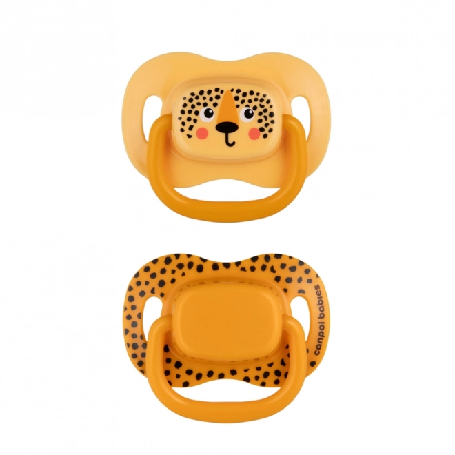 Canpol babies Set symetrických silikonových dudlíků MOUNTAINS 0-6m 2ks – oranžový