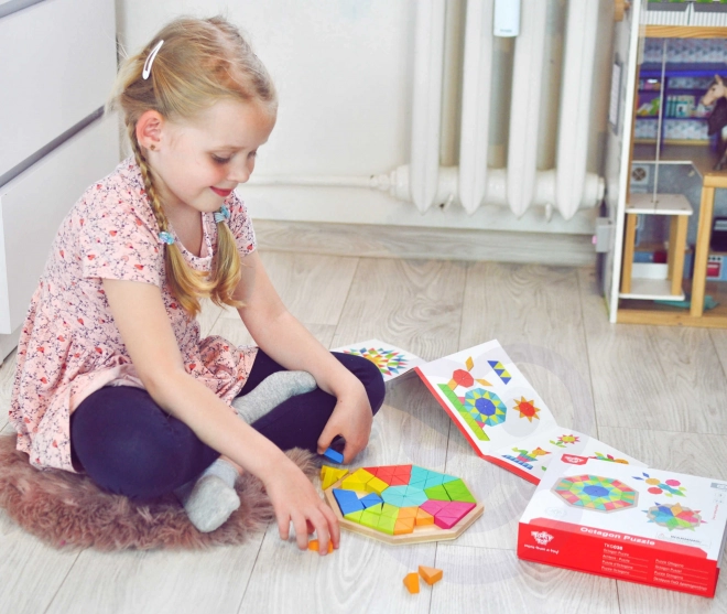 Tooky Toy Osmiúhelníková Dřevěná Mozaika Edukativní Puzzle
