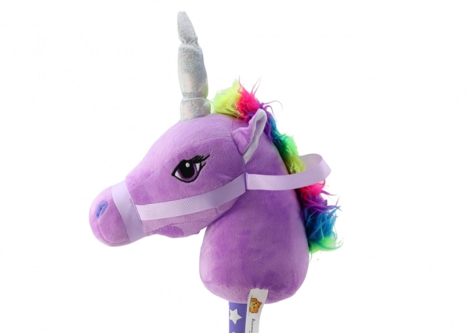 Plyšová hlava jednorožce na tyči Hobby Horse Unicorn Purple Sounds