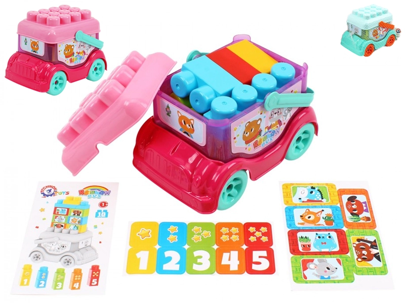 Autobus s kostkami a madlem 19 cm