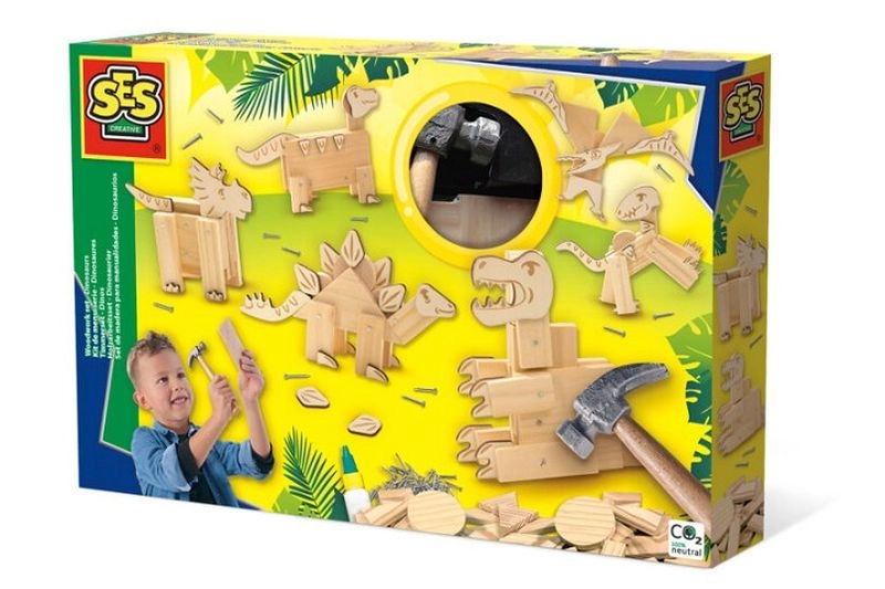 SES dřevěná zatloukací sada dinosauři