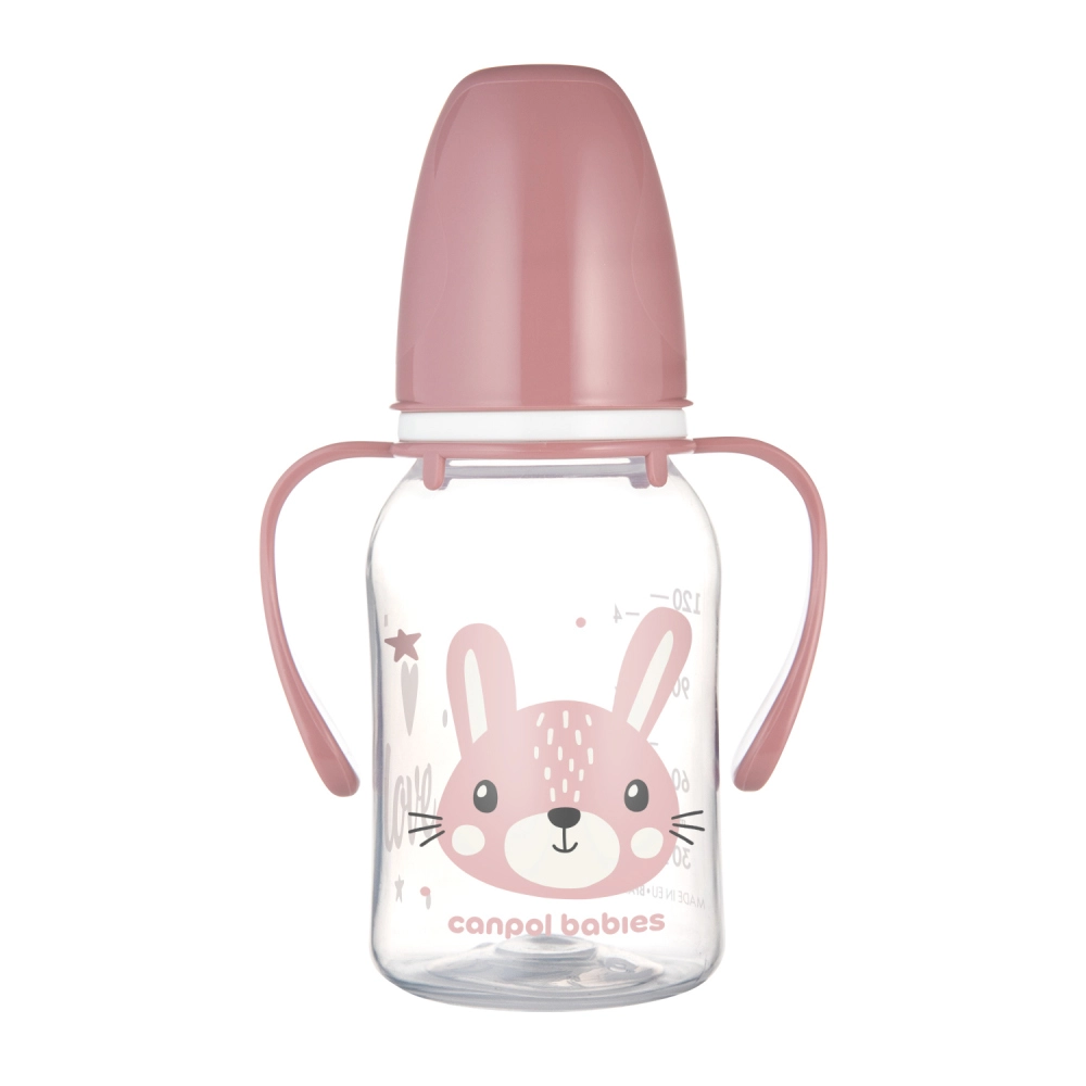 Canpol babies úzkohrdlá lahev s úchyty CUTE ANIMALS 120 ml – zajíc
