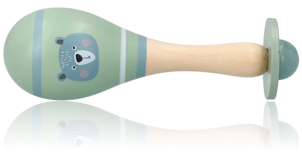 Adam Toys Dřevěné chrastítko rumba koule medvěd šedá