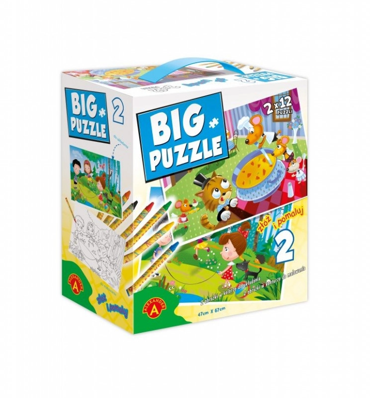 Levně Alexander big puzzle 2 – skákání přes švihadlo a restaurace, oboustranné puzzle pro děti
