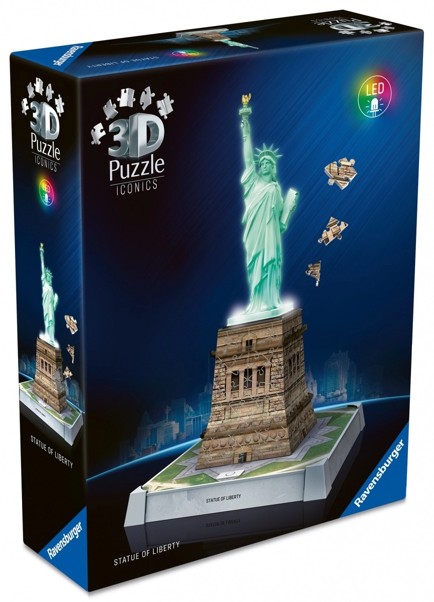 Ravensburger Iconics: Socha svobody (Noční edice) 3D Puzzle 128 dílků