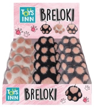 Plyšový přívěsek tlapka – mix 3 vzorů, balení 12 ks (display)