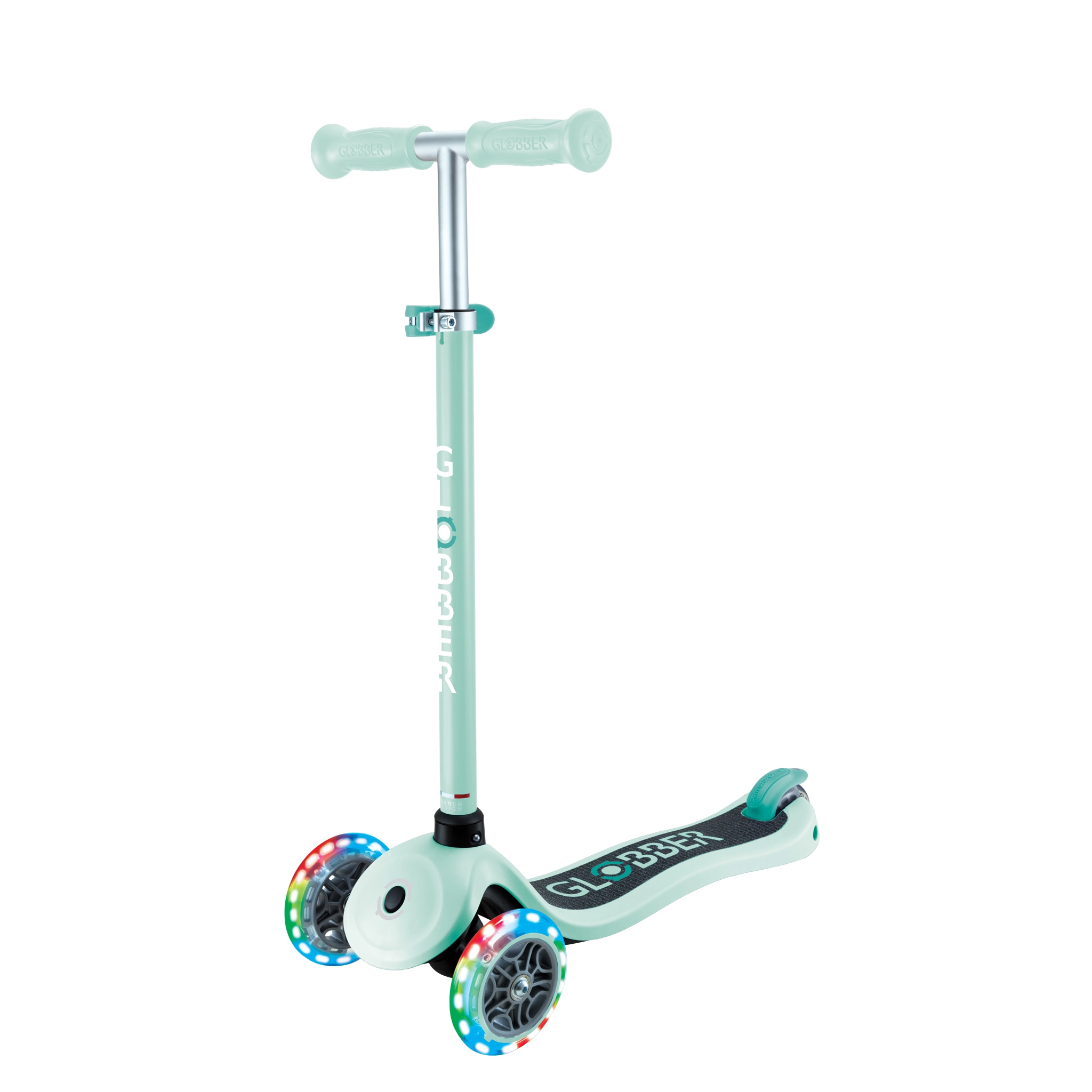 Globber dětská tříkolová koloběžka Primo Lights V2 dark mint se svítícími kolečky